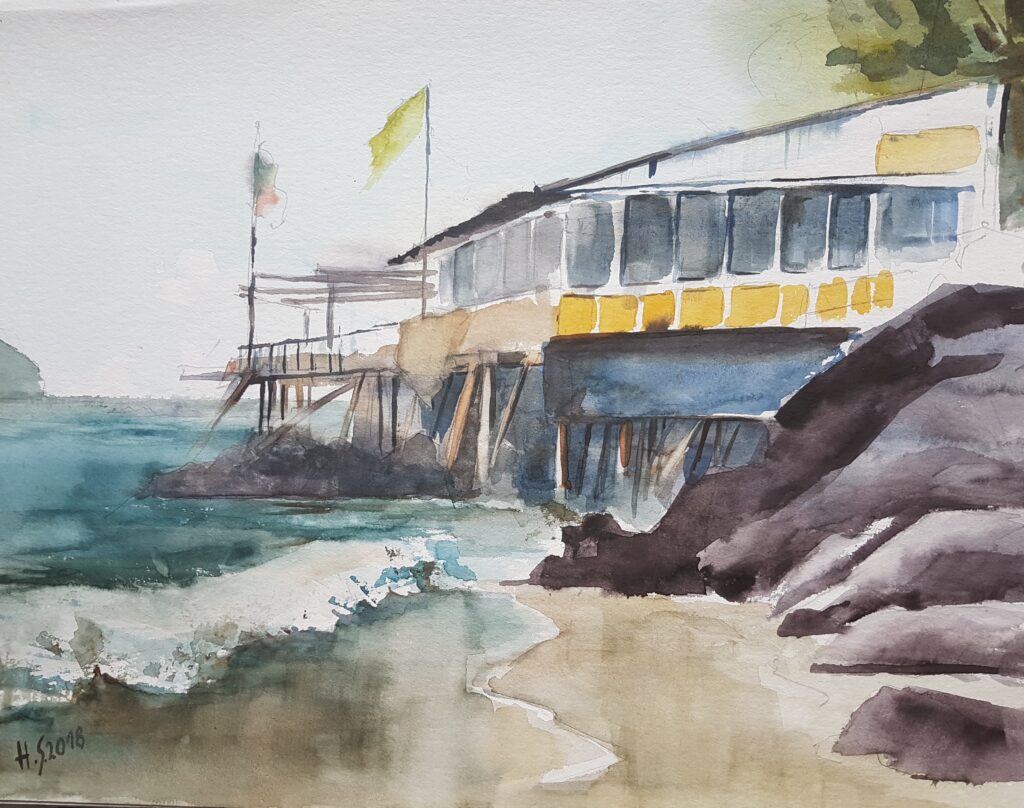 Ischia,Am Strand von Ponte bei Sturm